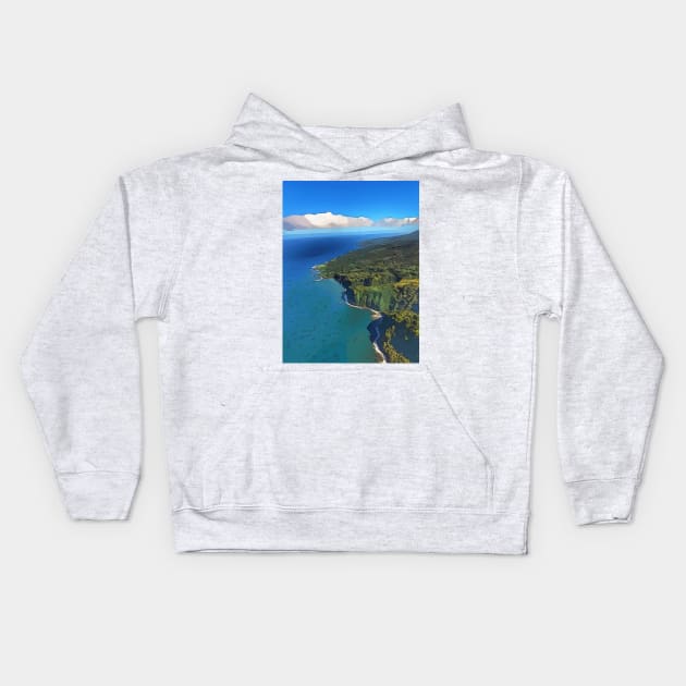 Maui shoreline Kids Hoodie by WelshDesigns